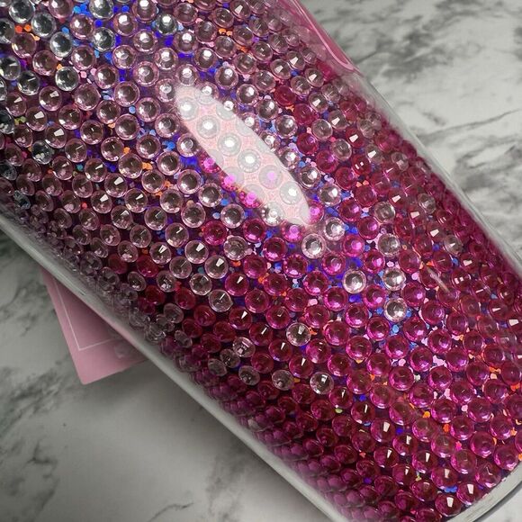 BARBIE x SKINNY DIP Tumbler With Dome Top & Straw BARBIE Logo Pink Bling New - Picture 5 of 5